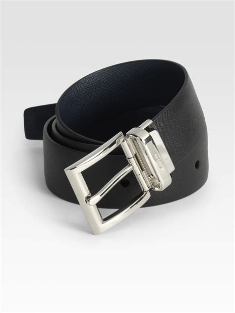 Saffiano leather belt in black 